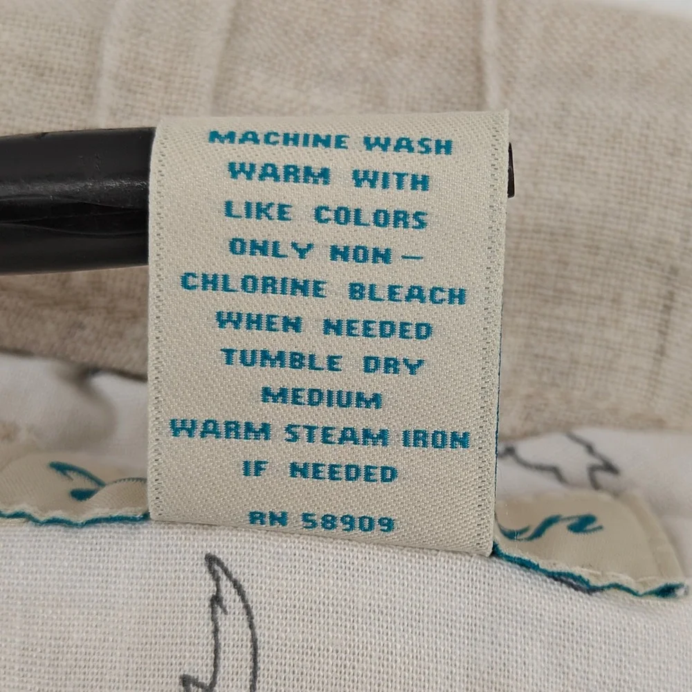 Caribbean Cargo Pants Mens 46x32 Beige 100% Linen Drawstring Tropical Vacation